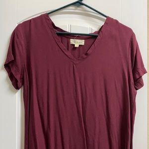 Medium Burgundy cloth & stone v neck dress